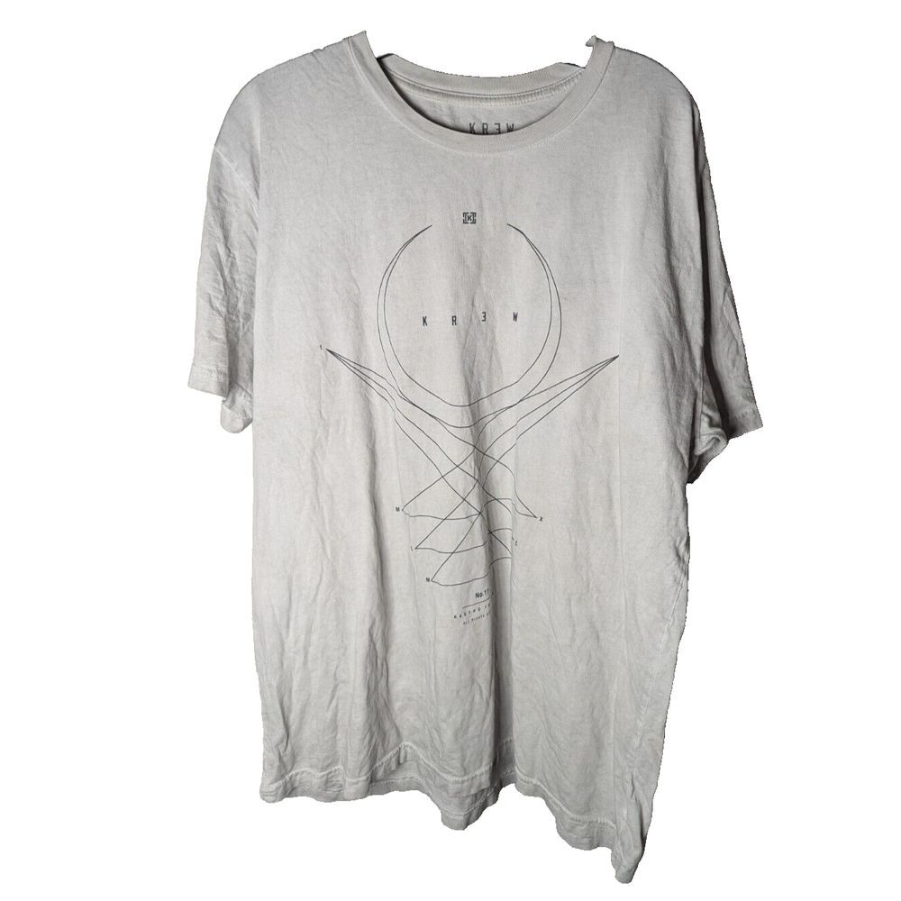 Krew Mens Mens‎ Short Sleeve T Shirt XL Off White Surf Skate Beach